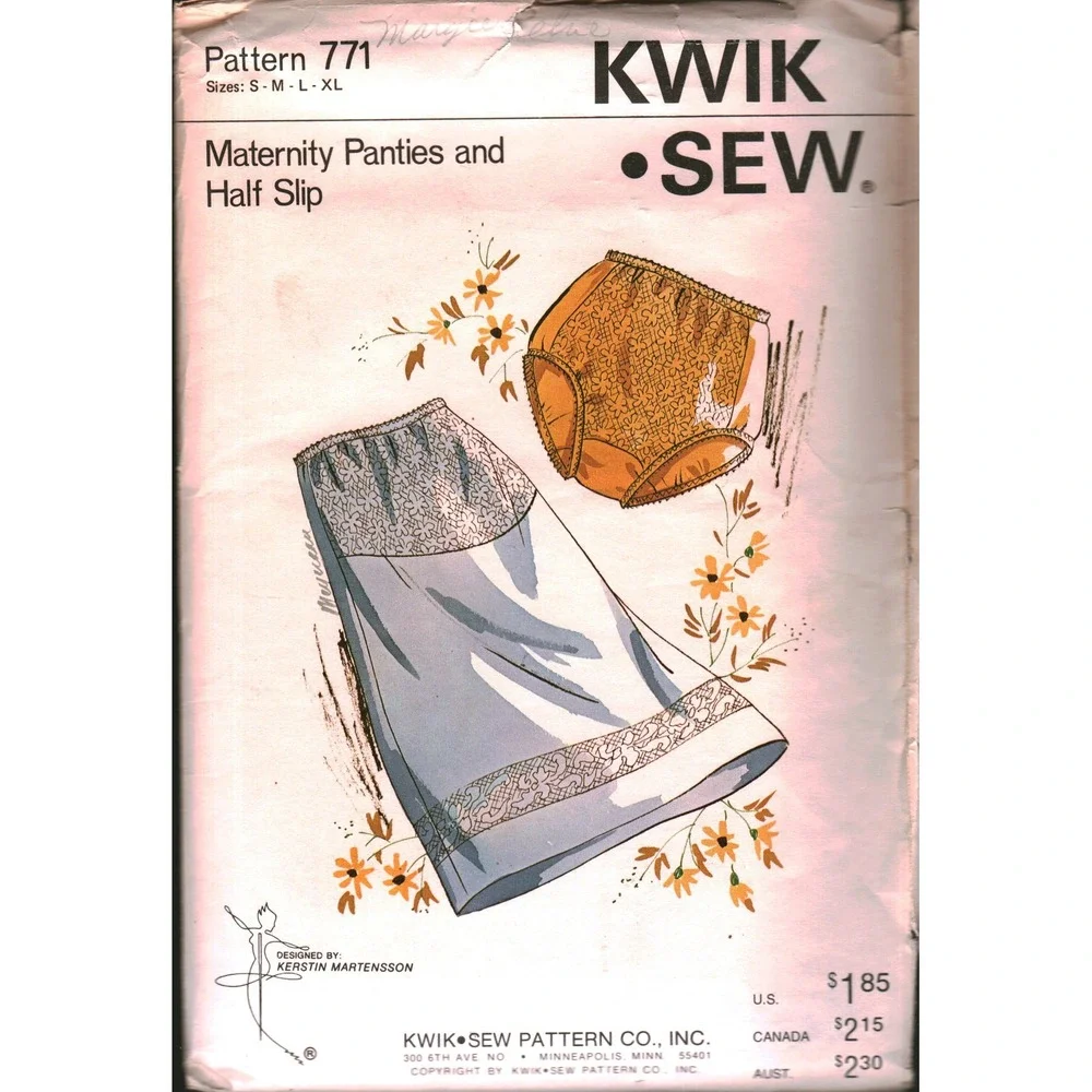 Kwik Sew 771 Maternity Panties Half Slip Sewing Pattern Kerstin Martensson S-XL